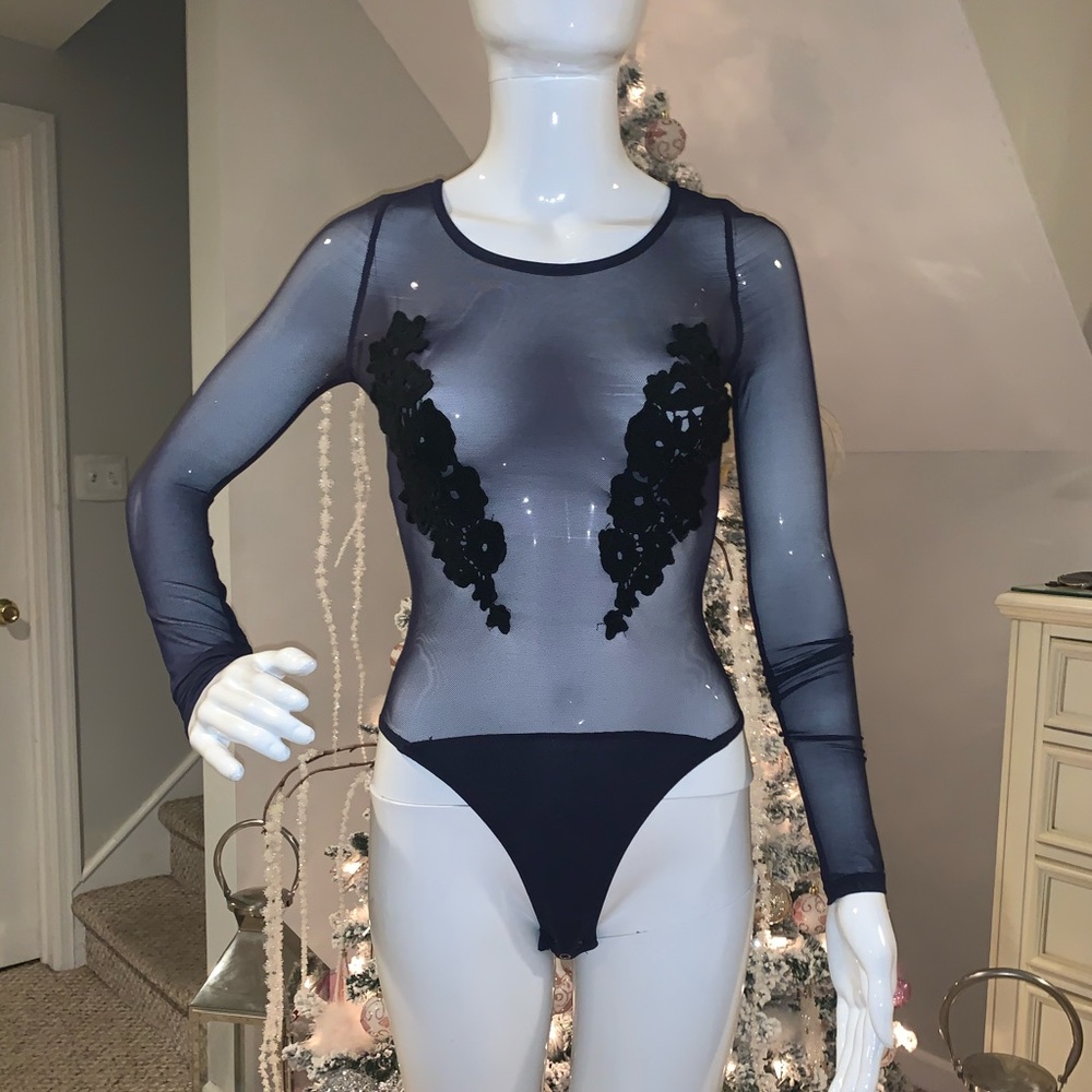 Navy mesh bodysuit